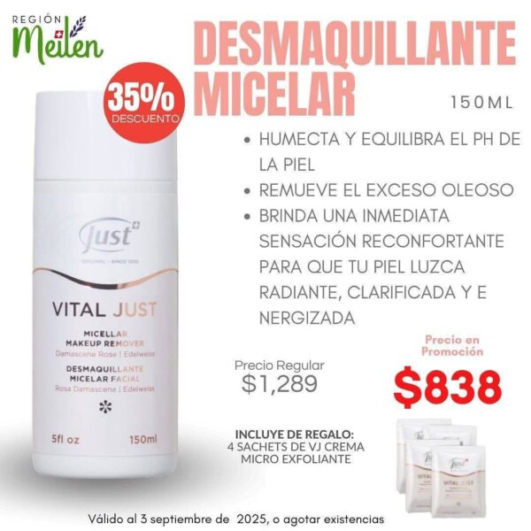Desmaquillante Micelar Vital Just - Imagen 2