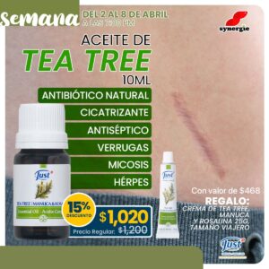 Aceite Esencial de Tea Tree, Manuca y Rosalina